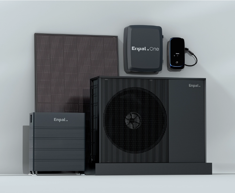 Infravoltaic Komplettpaket mit PV-Modul, Wärmepumpe, Stromspeicher, Wallbox und Enpal.One