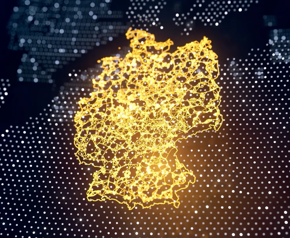 Gelb leuchtende Deutschlandkarte