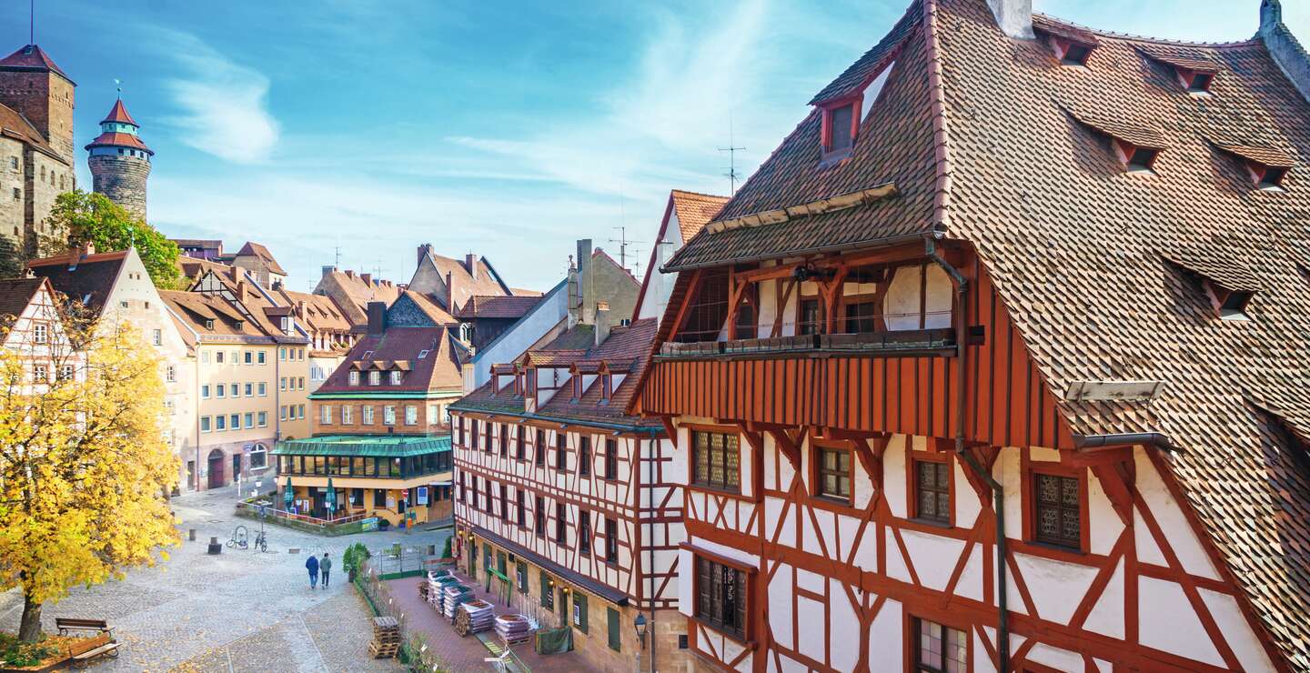 Ansicht von Nürnberg mit historischen Fachwerkhäusern